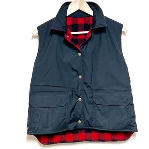80s Vintage Woolrich Reversible Plaid Vest Chore Shacket Buffalo Plaid